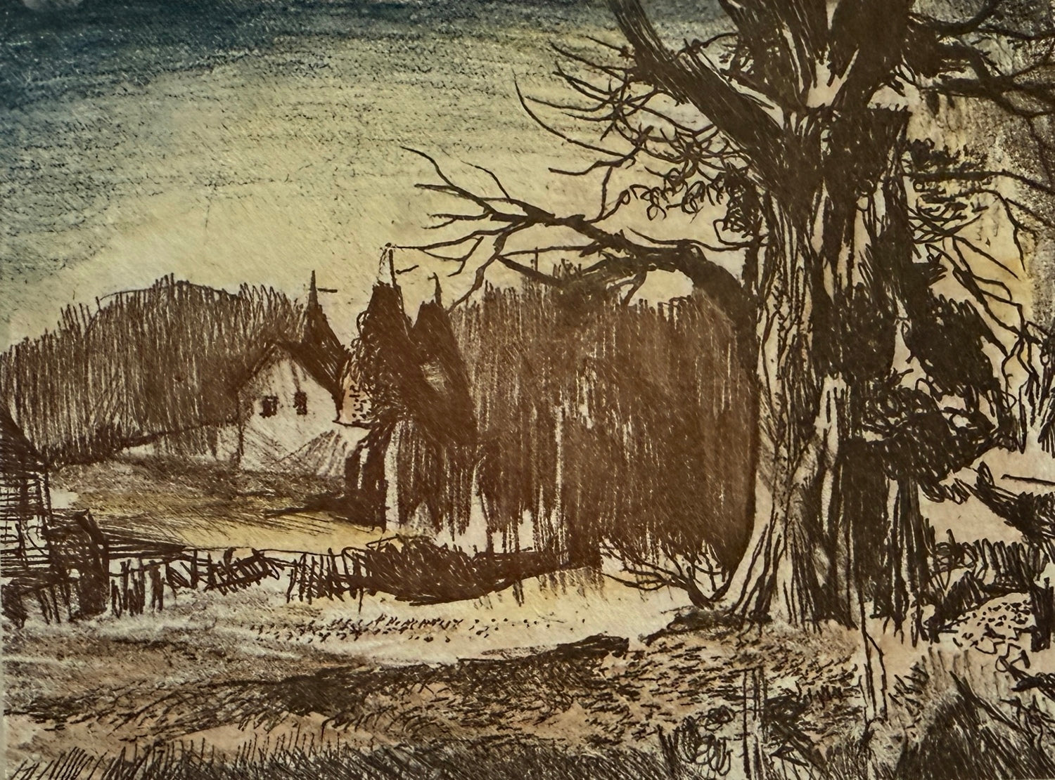 Little Bewel Farm Study - Etching