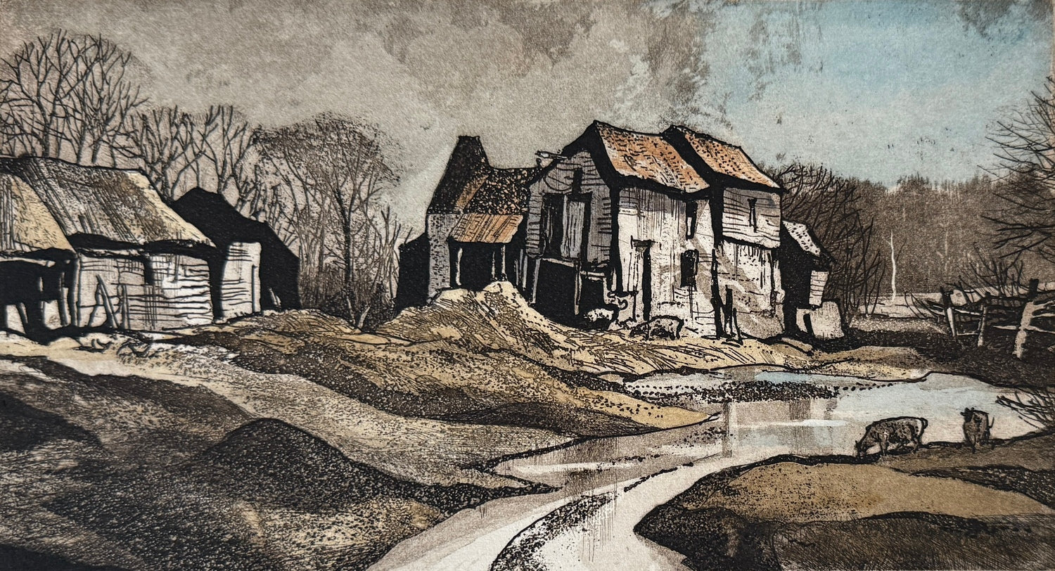 Oak Farm Flooded - Etching