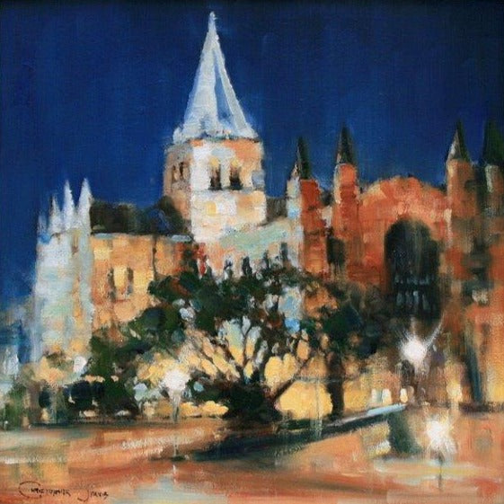 Rochester Cathedral at night