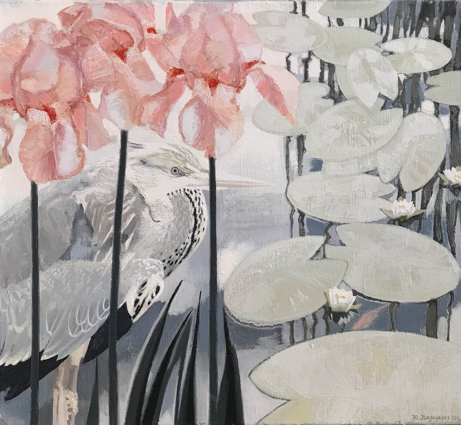 Heron and Waterlillies