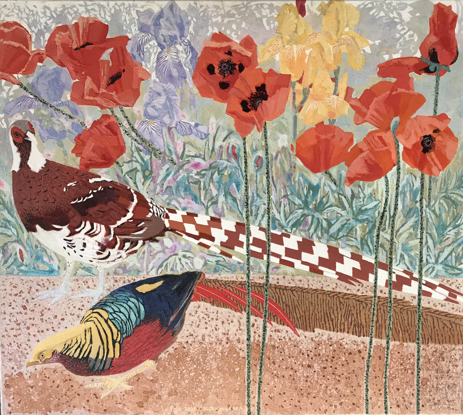 Pheasants Among the Poppies