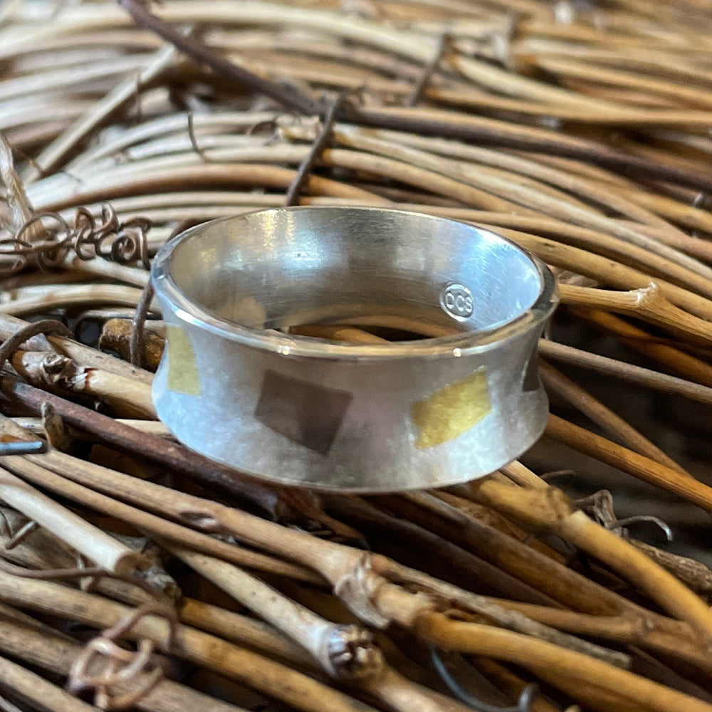 Sterling Silver Concave Dash Ring